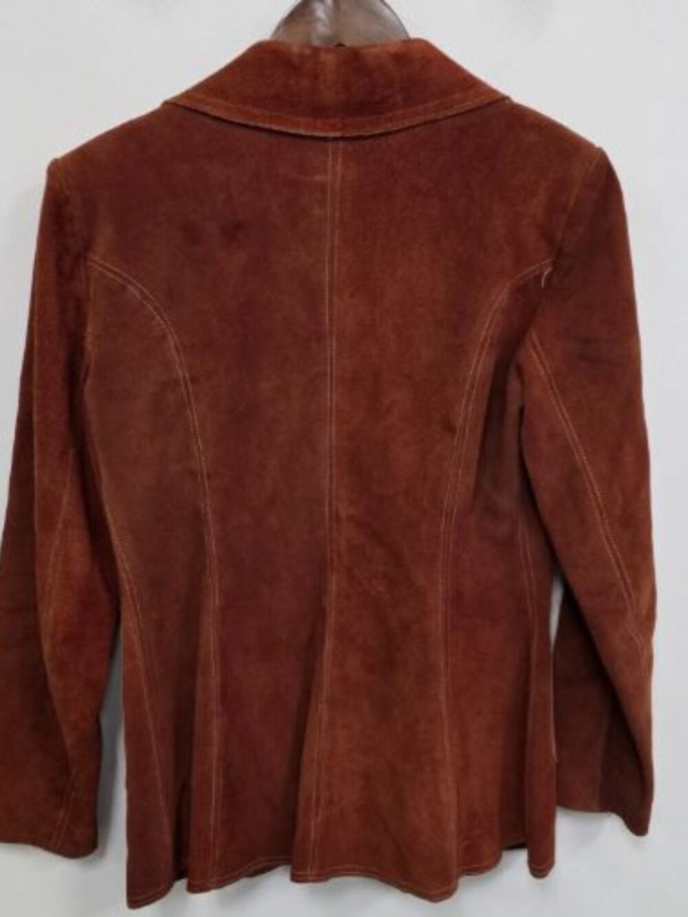 Vintage Leather Suede Jacket Margaret Godfrey Bagatelle XS Rust 70s Union Boho - Picture 3 of 8